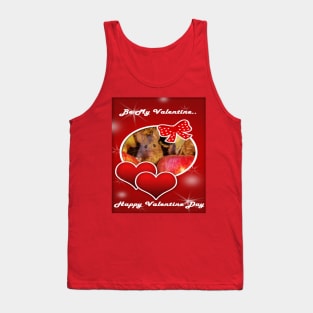 George the mouse in a log pile house - Valentine's Day card Tank Top